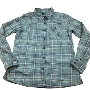 Patagonia Organic Cotton Plaid Flannel Button Up Shirt Womens 4 Blue